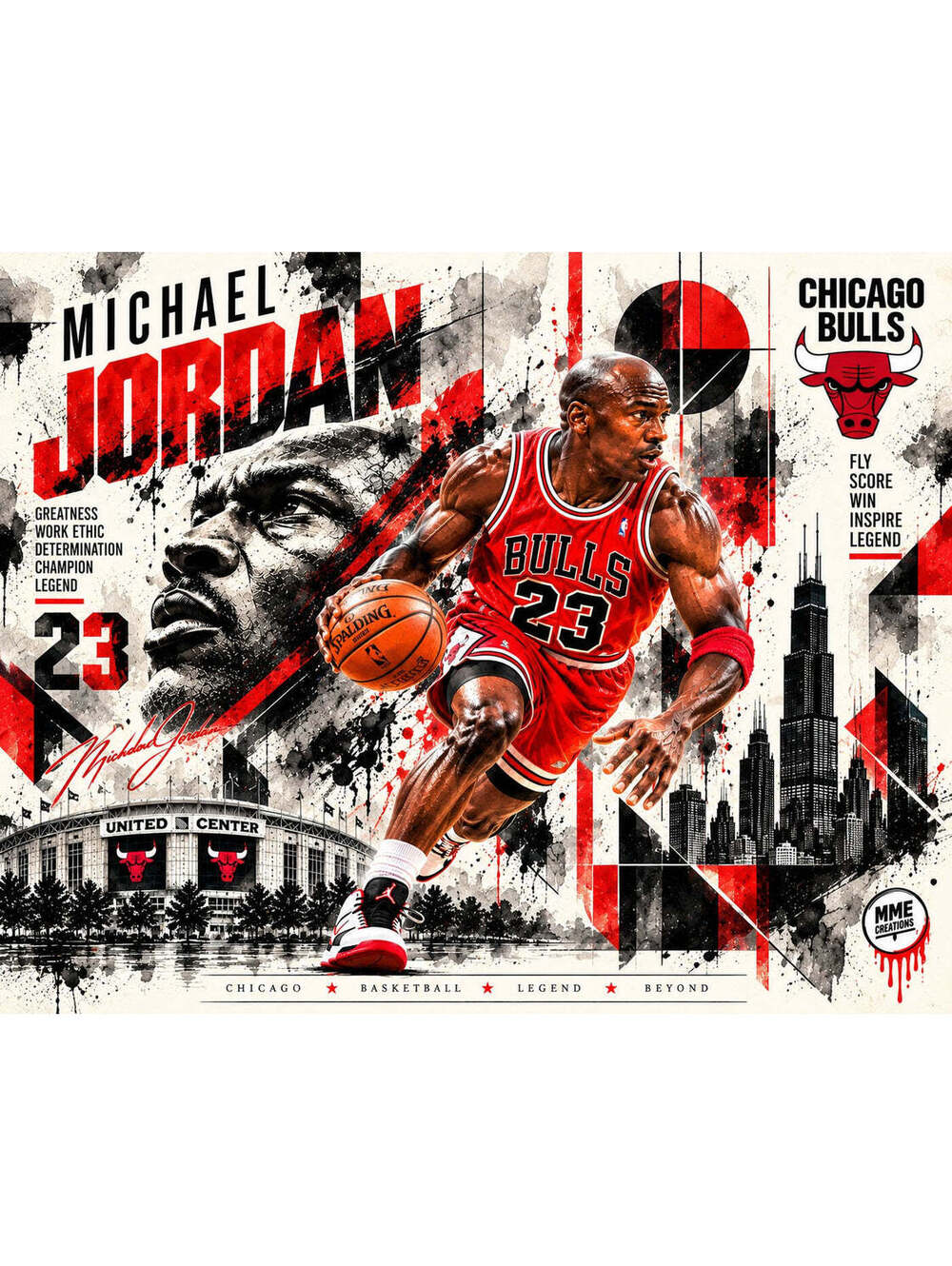 4725 Michael Jordan Ink Wash × Geometric Abstraction AG Collection 8x10 L Print